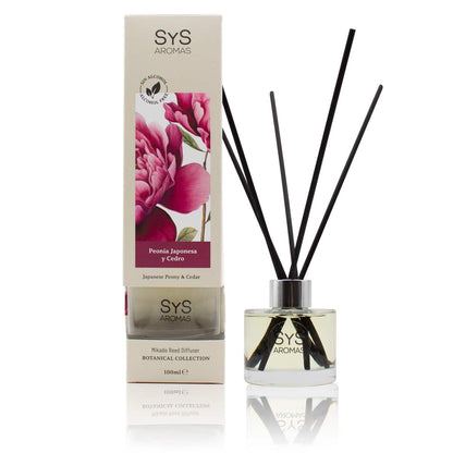 Ambientador Mikado Peonía Japonesa y Cedro Botanical SYS Aromas 100 ml | Floral y Amaderado | Sin Alcohol_1