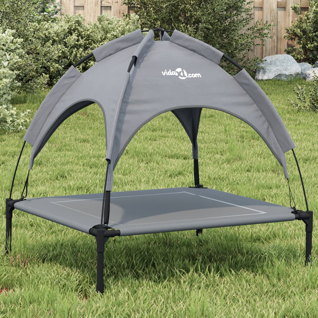 Cama Para Perros Con Dosel Antracita Tela Oxford Y Acero / Vetonek_3
