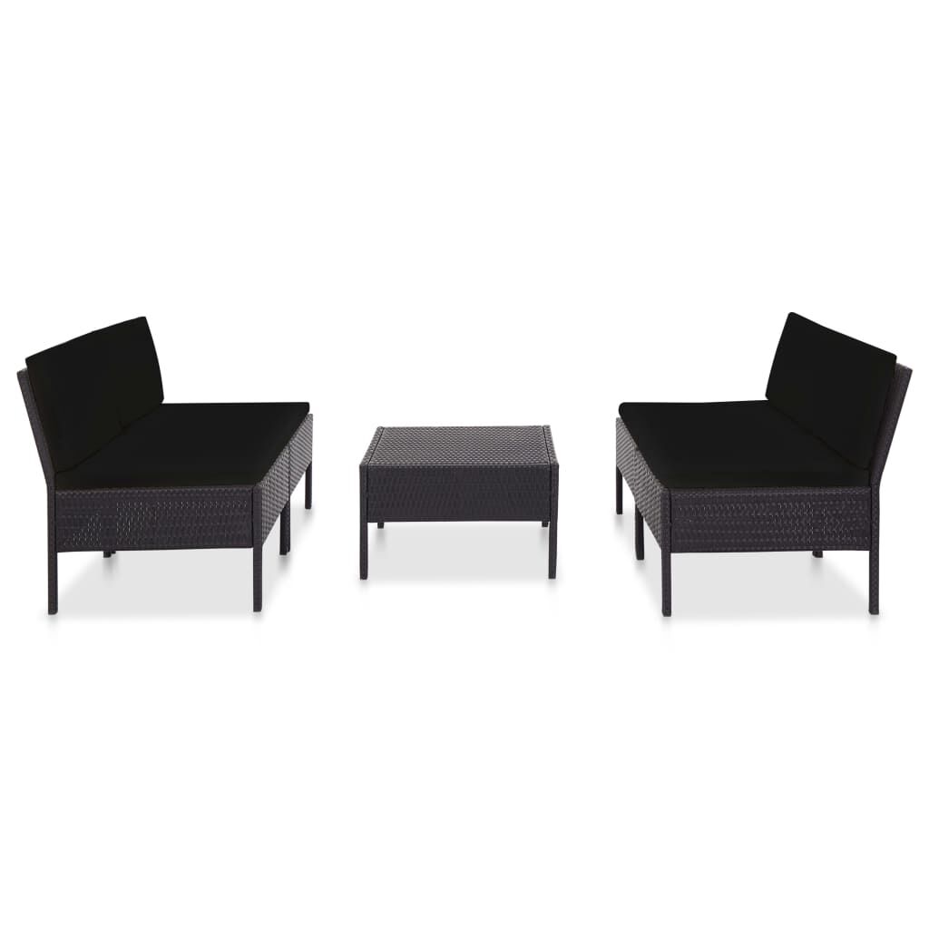 Vidaxl Set De Sofás De Jardín 5 Piezas Y Cojines Ratán Sintético Negro_1