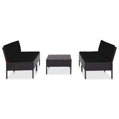 Vidaxl Set De Sofás De Jardín 5 Piezas Y Cojines Ratán Sintético Negro_1