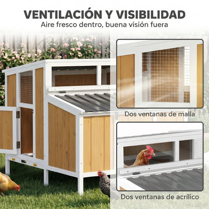 Pawhut Gallinero Para Exterior De Madera 145x90x92 Cm Para 2-4 Gallinas Amarillo_3