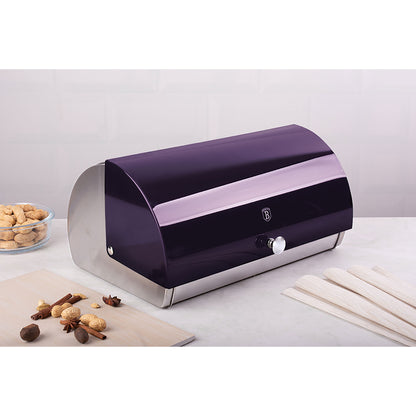 Panera De Mesa Para Guardar Pan Bollería, Tapa Deslizante, Acero Inoxidable, Diseño Moderno Berlinger Haus Purple Eclipse, Morado_2