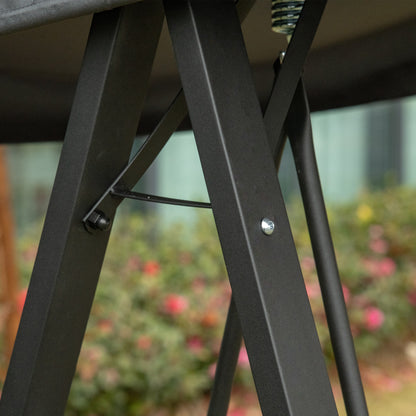 Outsunny Columpio Balancín De Jardín De 2 Plazas Con Techo Ajustable Acero Gris_3