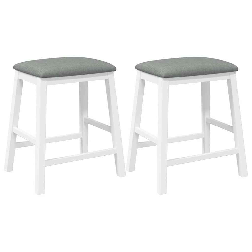 Sillas De Bar Con Cojines 2 Uds Madera Maciza Blanca Caucho_0