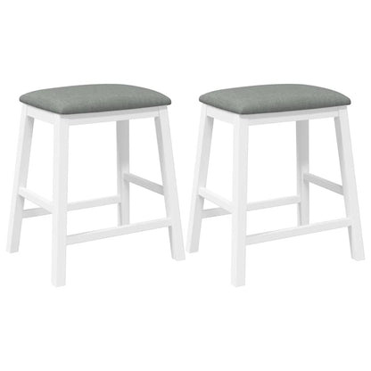 Sillas De Bar Con Cojines 2 Uds Madera Maciza Blanca Caucho_0