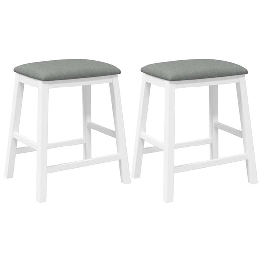 Sillas De Bar Con Cojines 2 Uds Madera Maciza Blanca Caucho_0