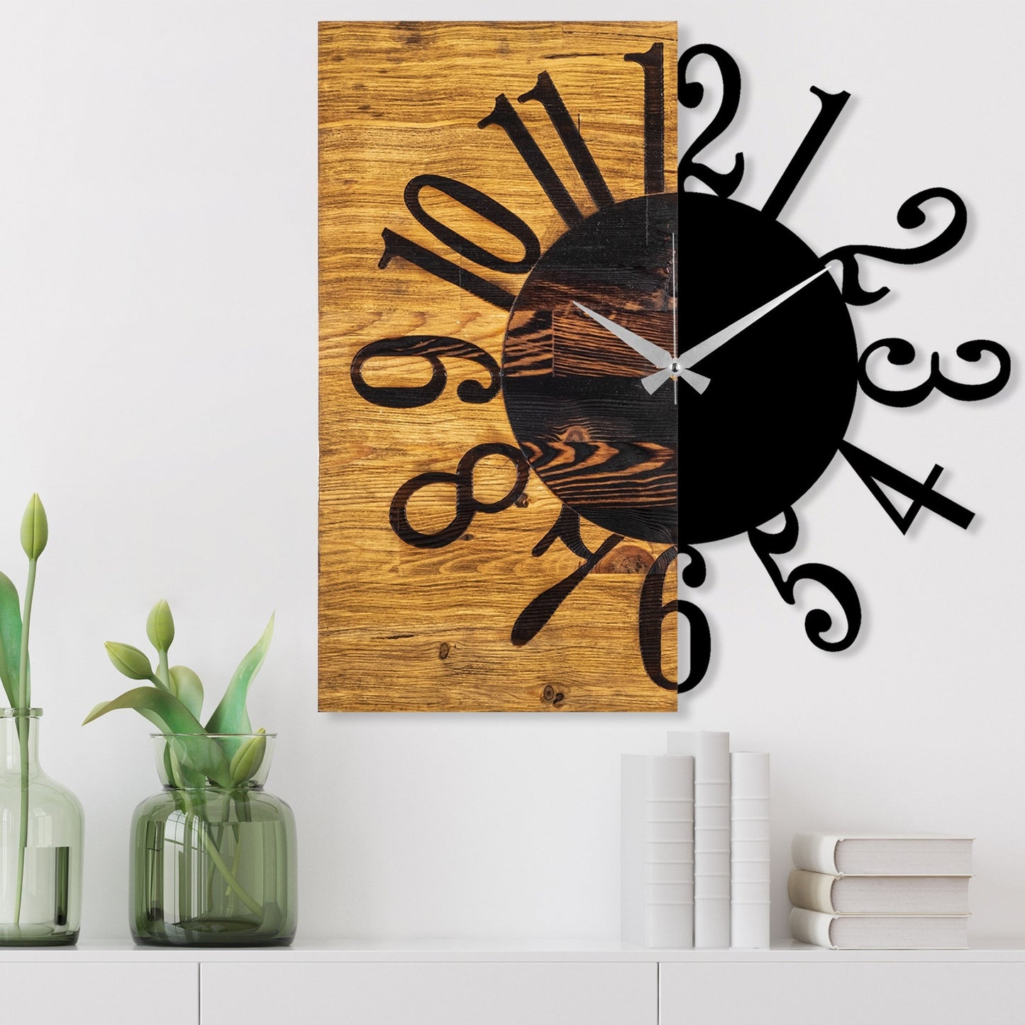 Reloj De Pared Madera mitad Y Mitad_3