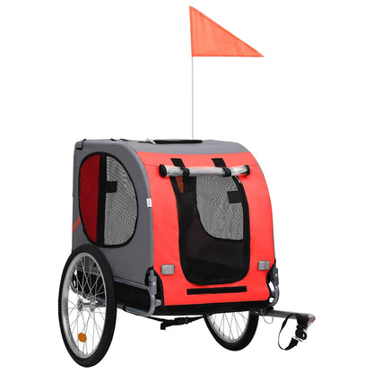Vidaxl Remolque De Bicicleta Para Mascotas Rojo Y Negro_0