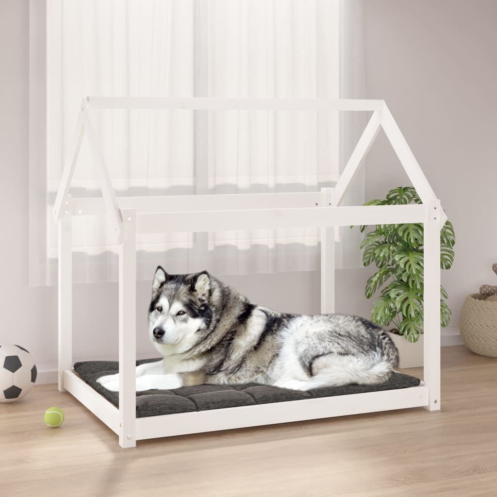 Vidaxl Cama Para Perros Madera Maciza De Pino Blanco 111x80x100 Cm_1