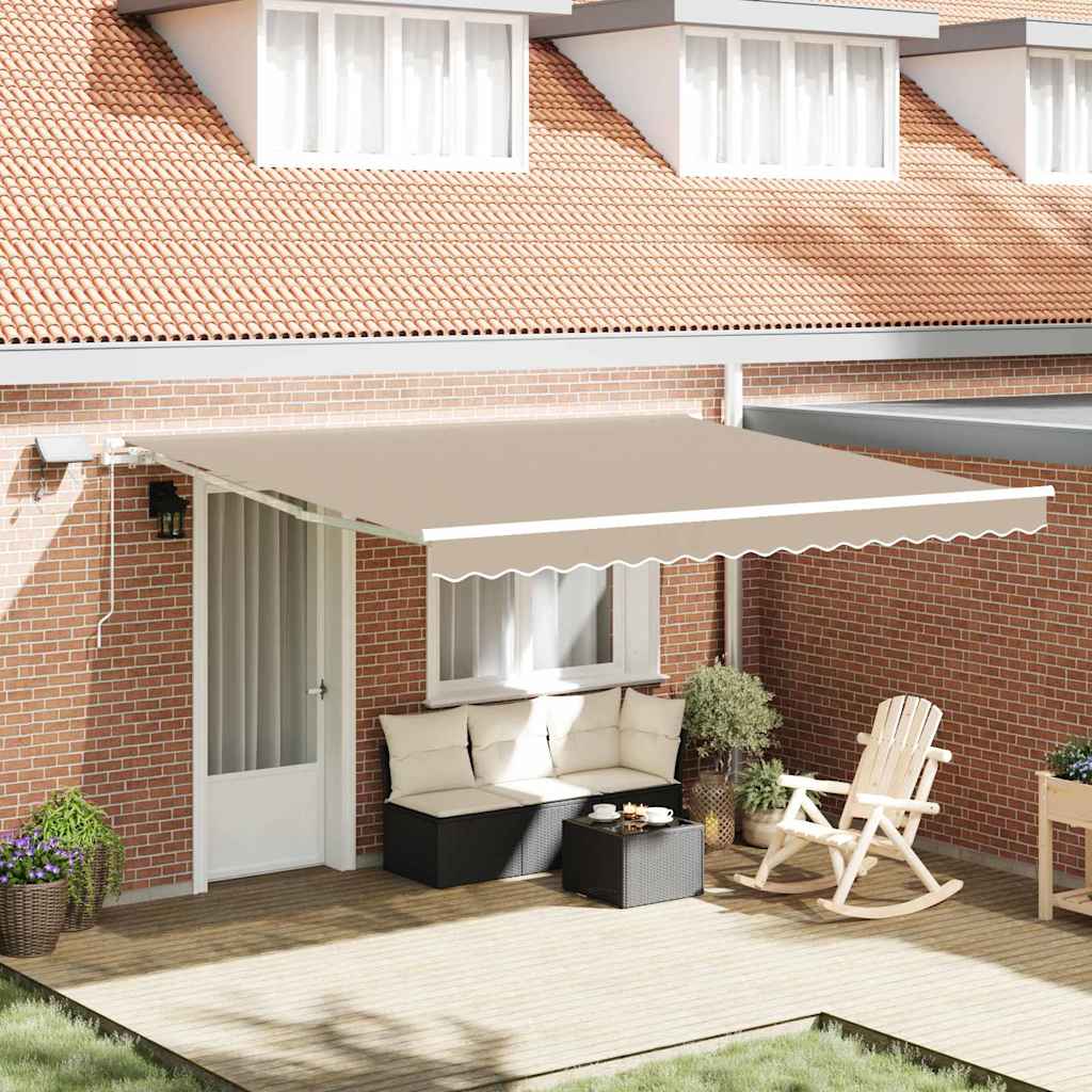 Toldo Retráctil Beige 400 X 300 Cm Tela Y Aluminio_1