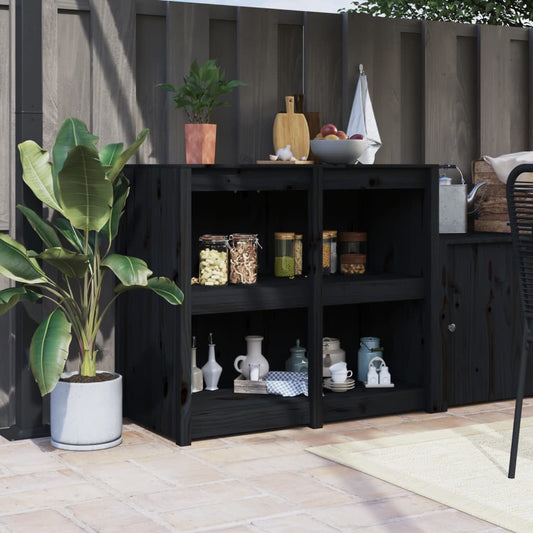 Mueble De Cocina Exterior Madera Maciza Pino Negro 106x55x92 Cm_0