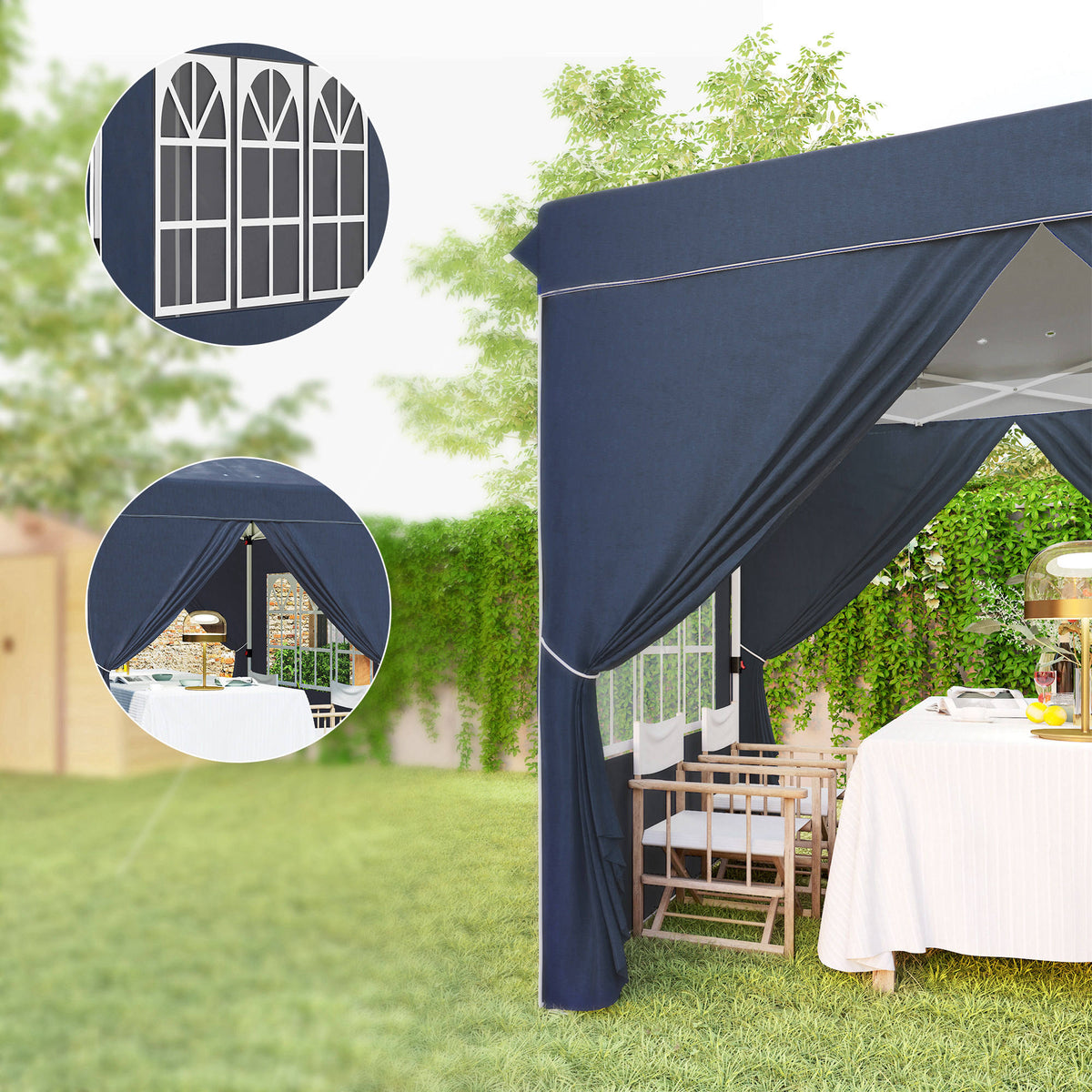 Outsunny Carpa Plegable Pop-up 2,5x2,5 M Con 4 Paredes Laterales Anti-uv Azul_3