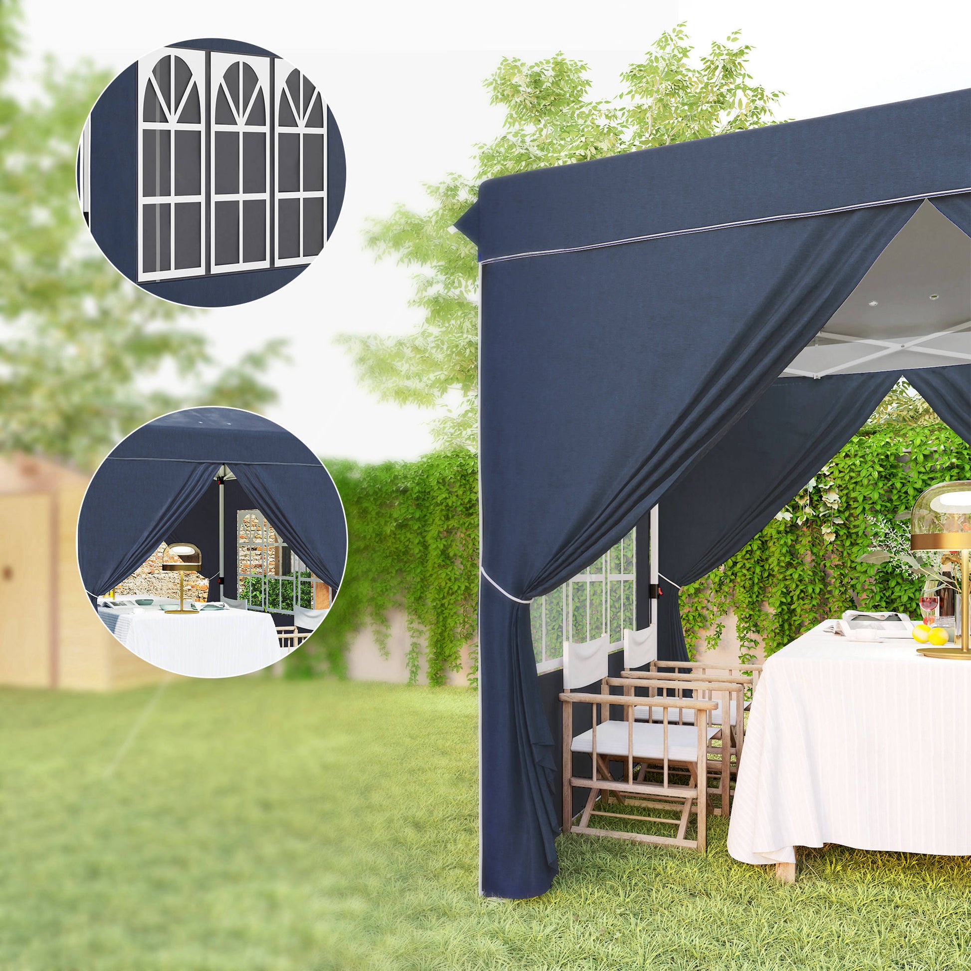 Outsunny Carpa Plegable Pop-up 2,5x2,5 M Con 4 Paredes Laterales Anti-uv Azul_3