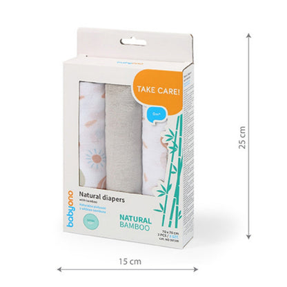 Babyono Pack 3 Muselinas Natural Bambú Organico 70x70 Cm | Suavidad Superior Que Respeta La Piel De Tu Bebé_2