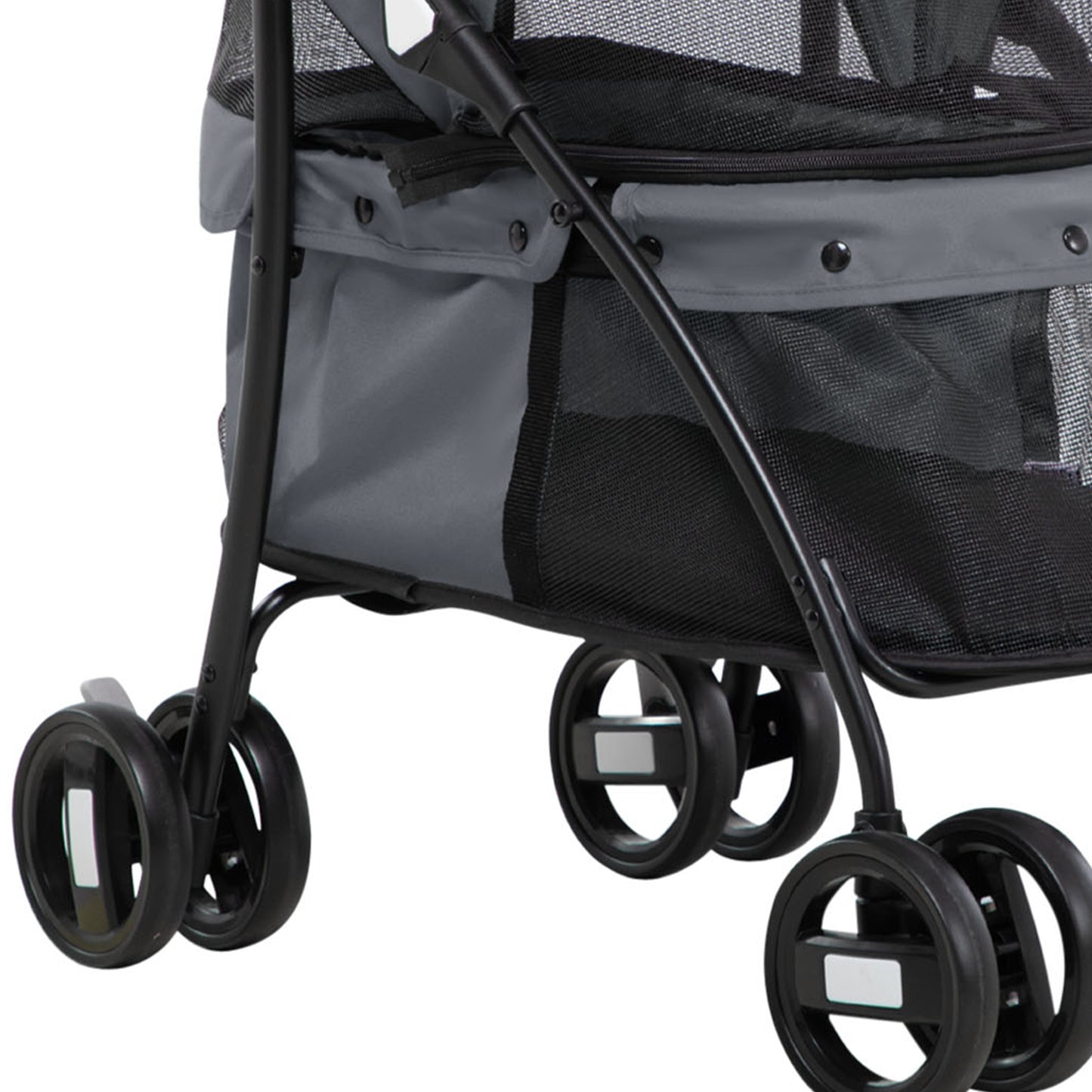 Pawhut Carrito Para Perros Plegable Con Ventanas De Malla Cojín Lavable Gris_3