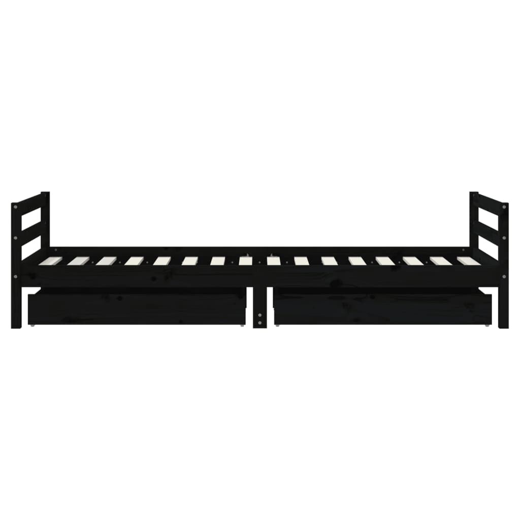 Vidaxl Estructura De Cama Niños Con Cajones Madera Pino Negro 90x200cm_4