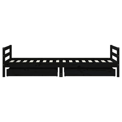Vidaxl Estructura De Cama Niños Con Cajones Madera Pino Negro 90x200cm_4