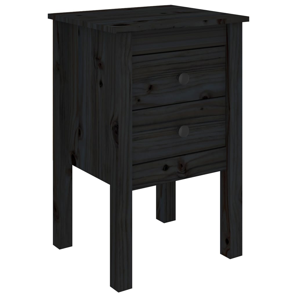 Mesitas De Noche 2 Uds Madera Maciza De Pino Negro 40x35x61,5cm_3