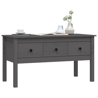 Mesa De Centro De Madera Maciza De Pino Gris 102x49x55 Cm_2