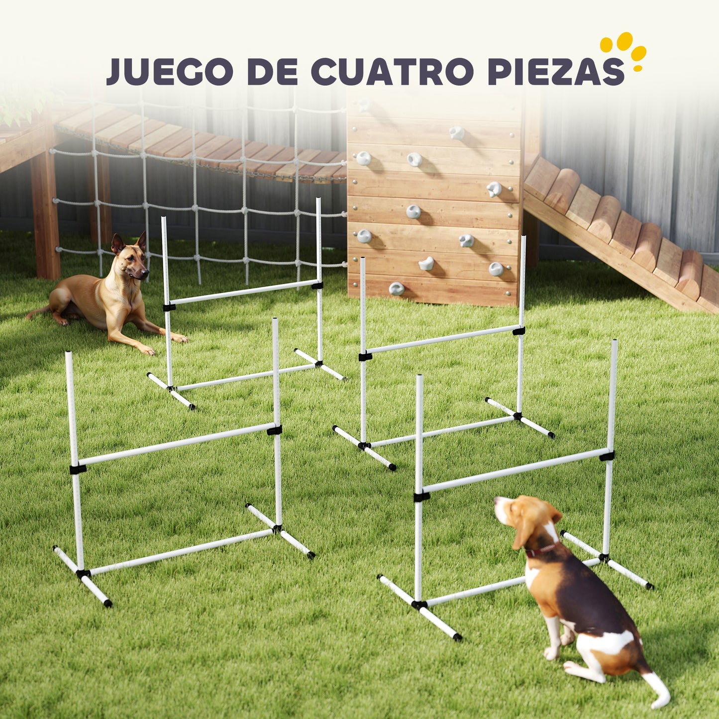 Pawhut Set Entrenamiento Agilidad Perros 4 Vallas De Salto Con Altura Ajustable_4