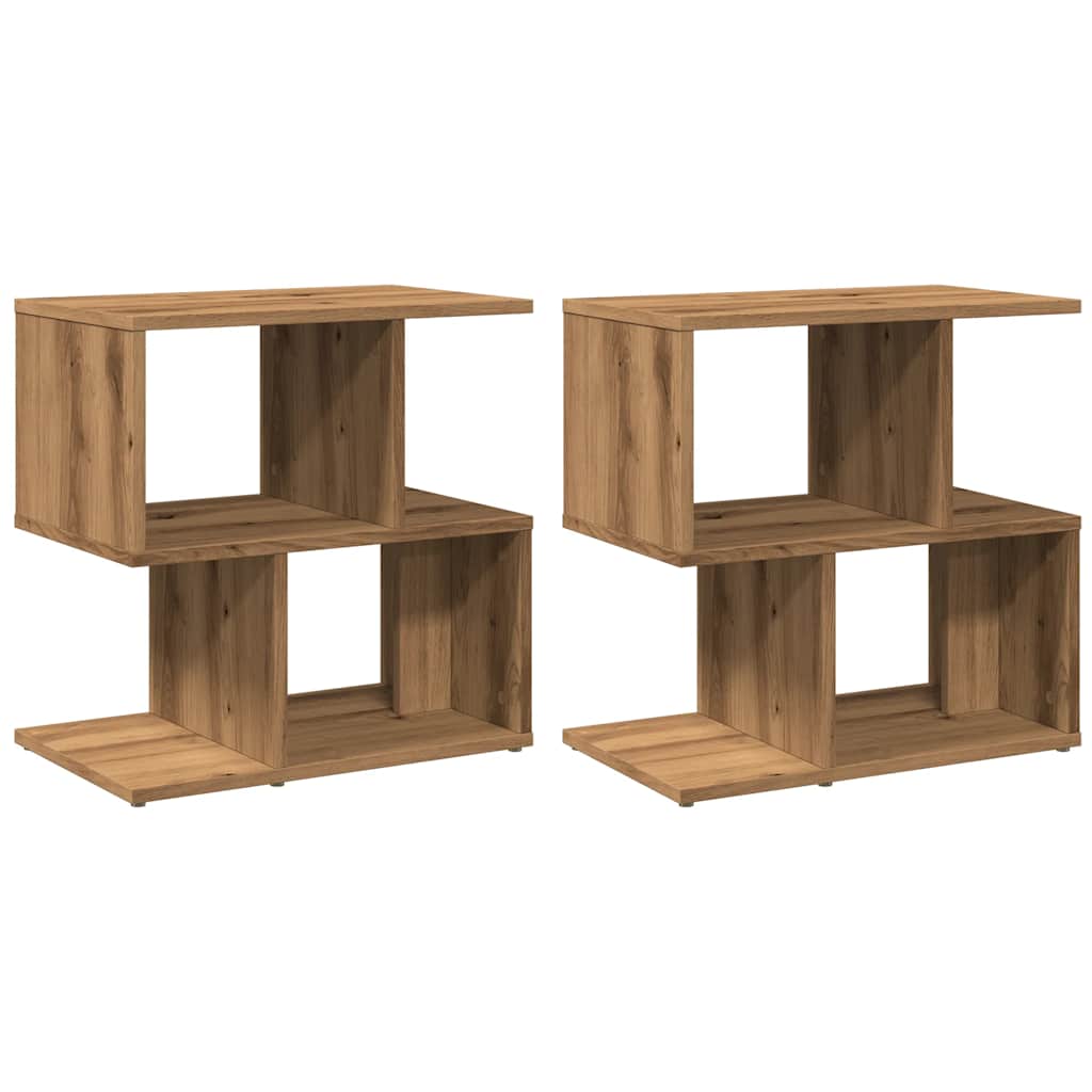Mesitas De Noche 2 Uds Madera Ingeniería Roble 50x30x51,5 Cm_0