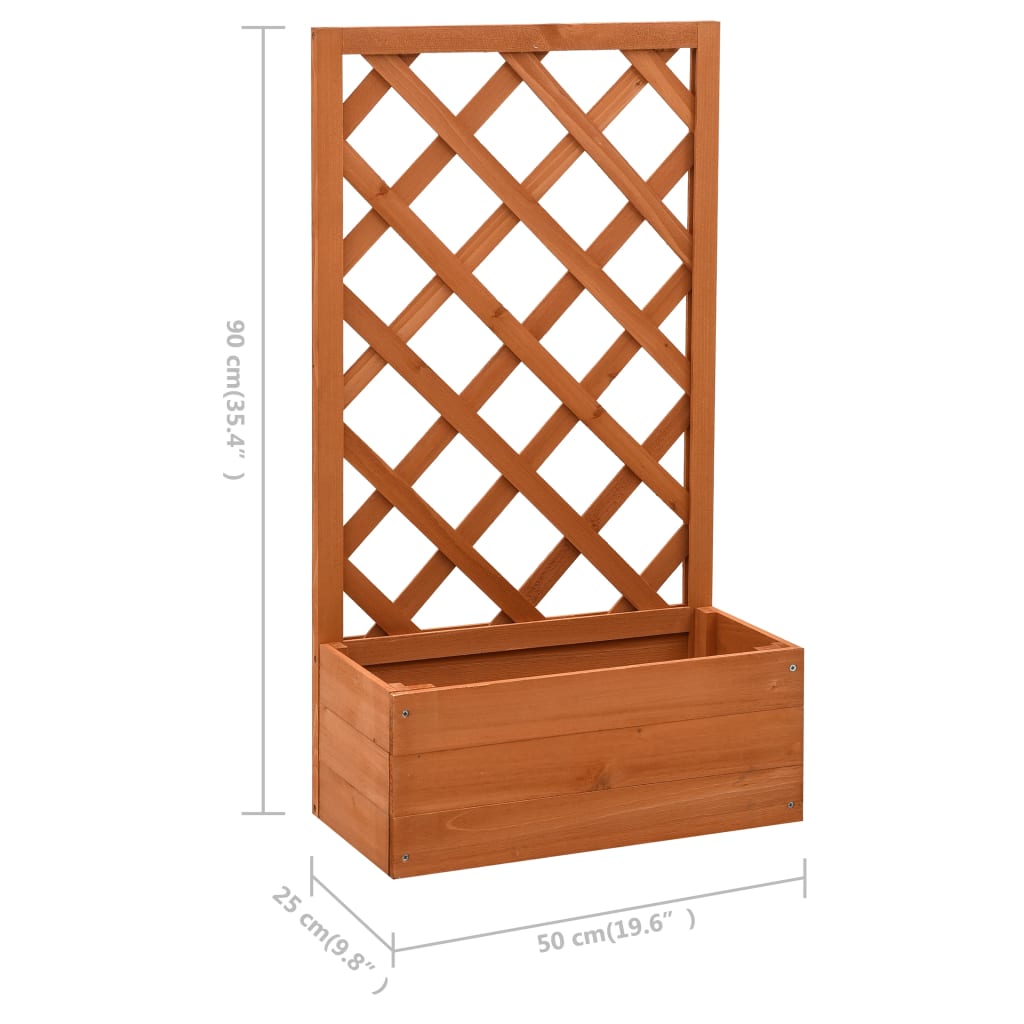 Jardinera Enrejada De Jardín Madera Abeto Naranja 50x25x90 Cm_5