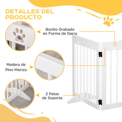Pawhut Barrera De Seguridad Plegable Para Perros 4 Paneles 204x30x61cm Blanco_4