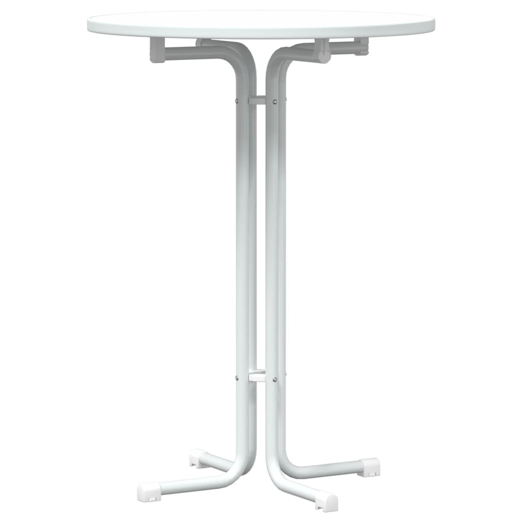 Mesa Alta De Comedor Madera Ingeniería Y Acero Blanco Ø80x110cm_0
