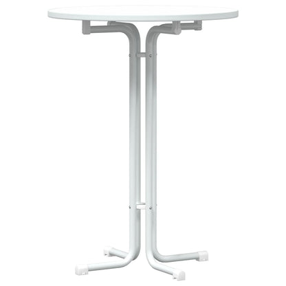 Mesa Alta De Comedor Madera Ingeniería Y Acero Blanco Ø80x110cm_0