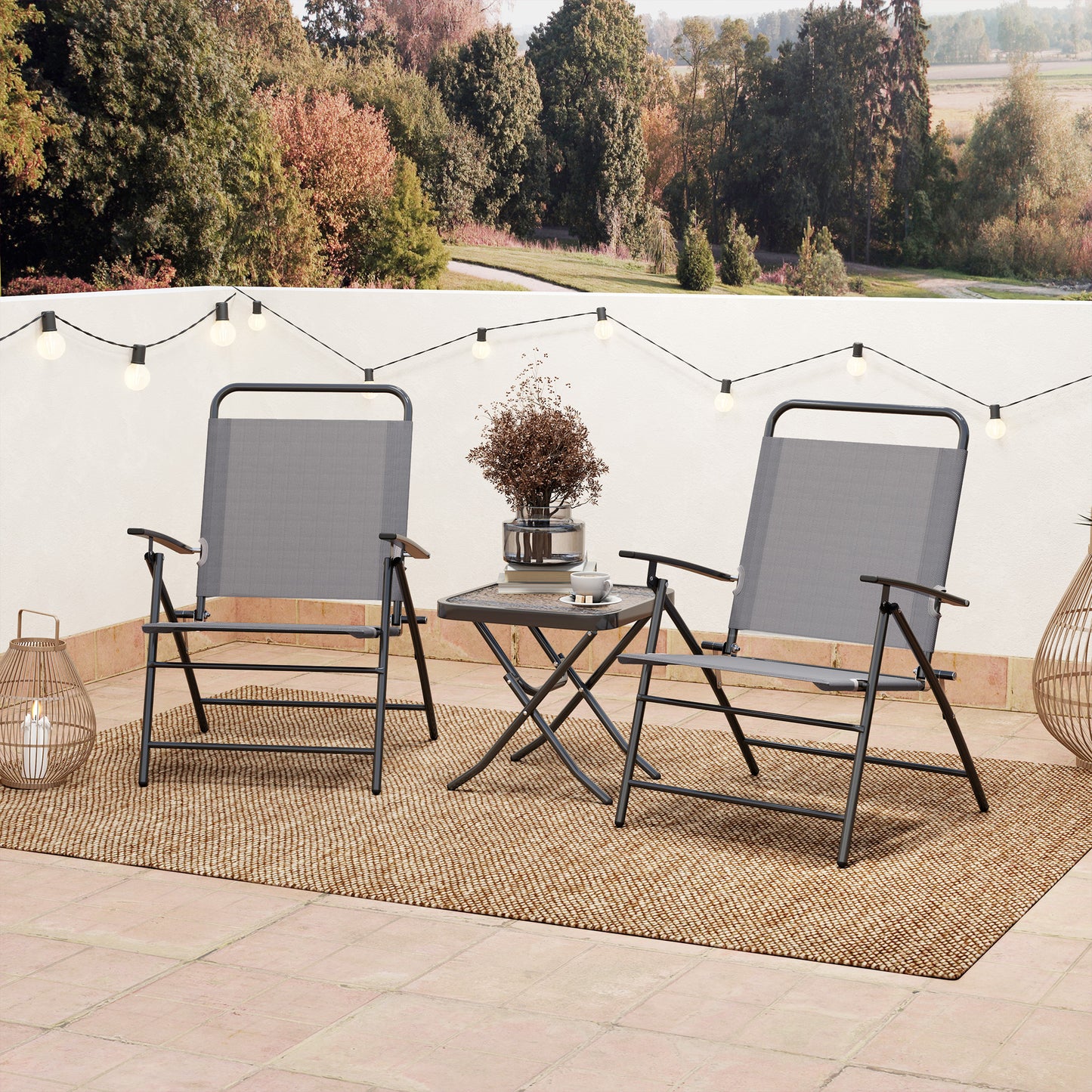 Outsunny Conjunto De Mesa Y Sillas De Terraza Exterior Plegables De 3 Piezas_4