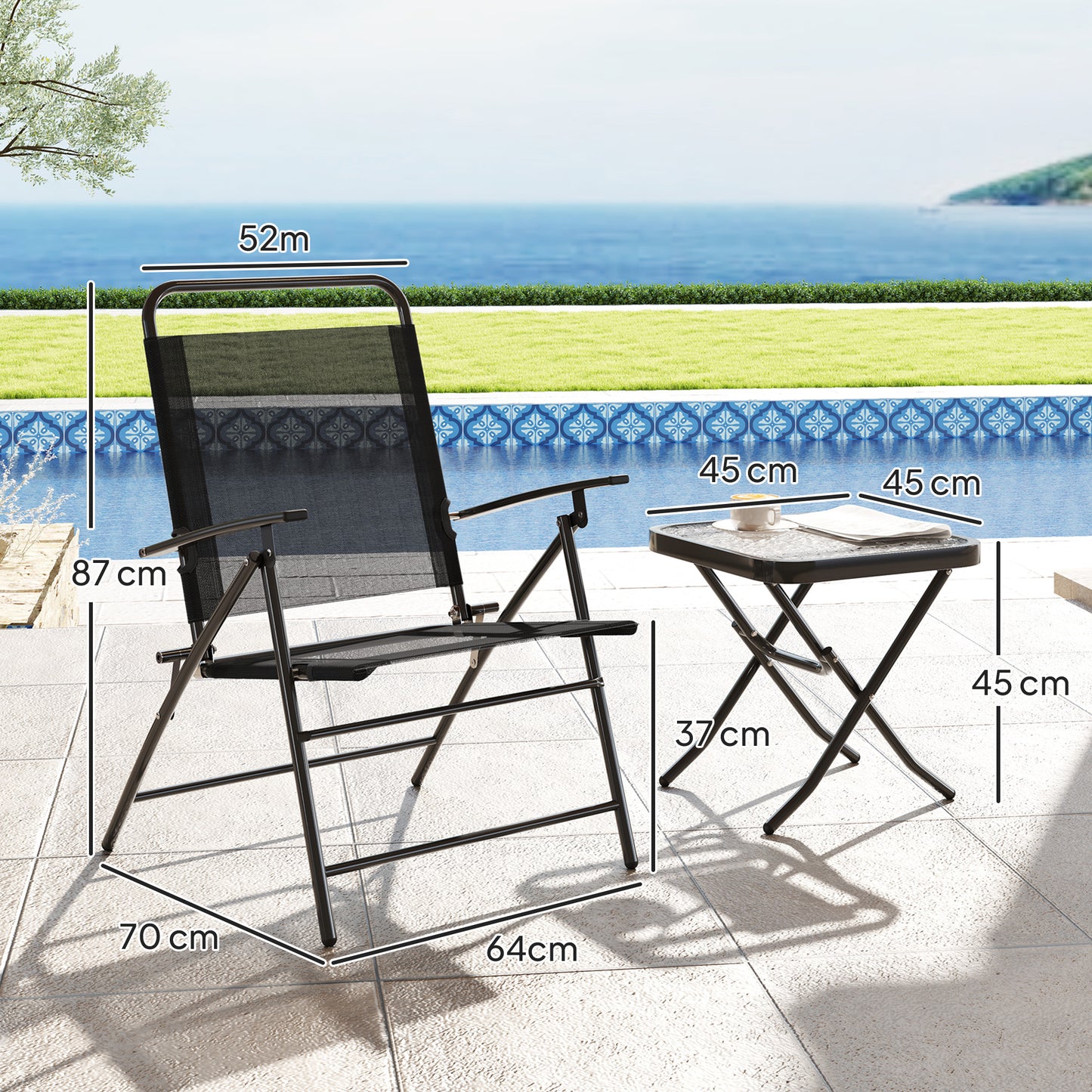 Outsunny Conjunto De Mesa Y Sillas De Terraza Exterior Plegables De 3 Piezas_2