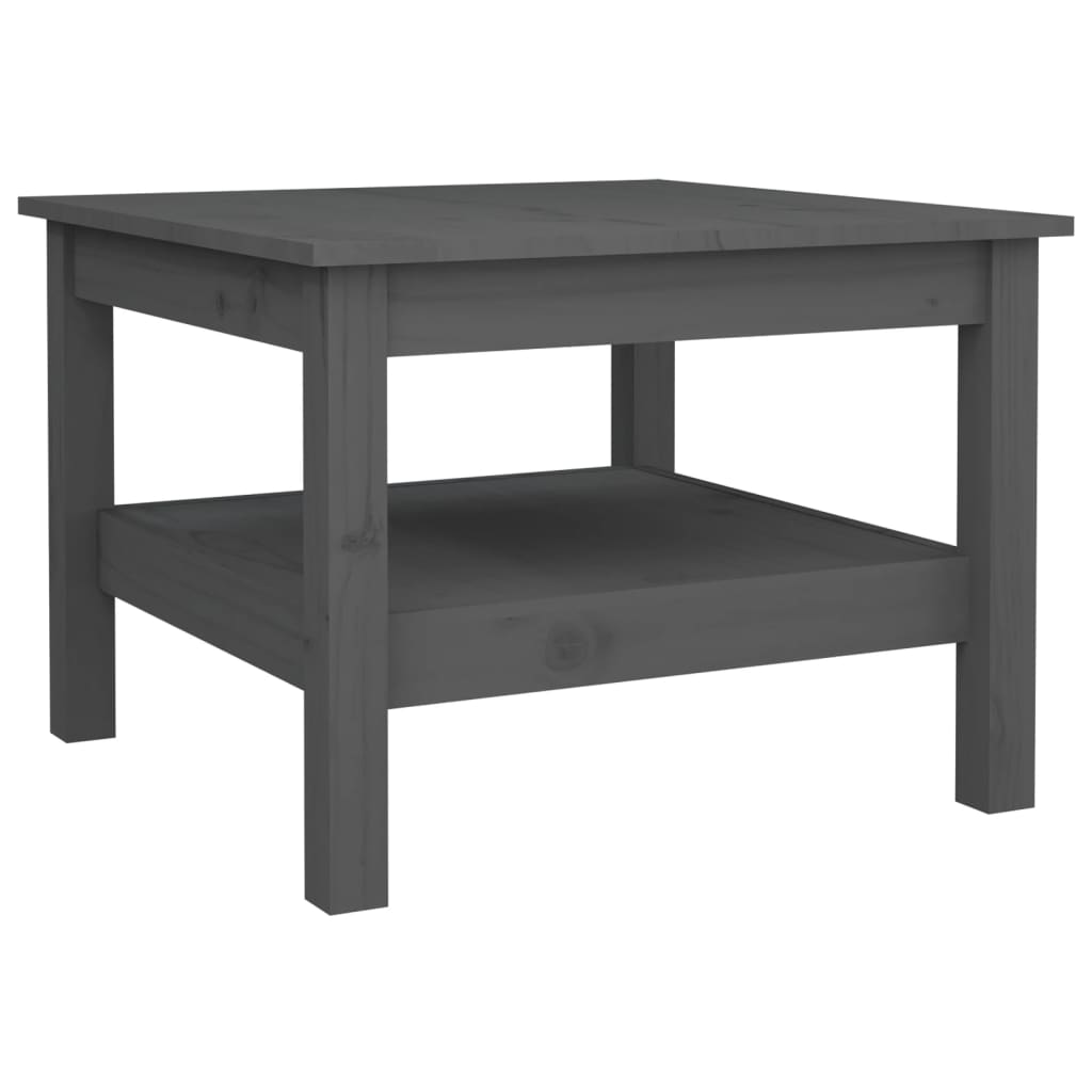 Mesa De Centro De Madera Maciza De Pino Gris 55x55x40 Cm_0
