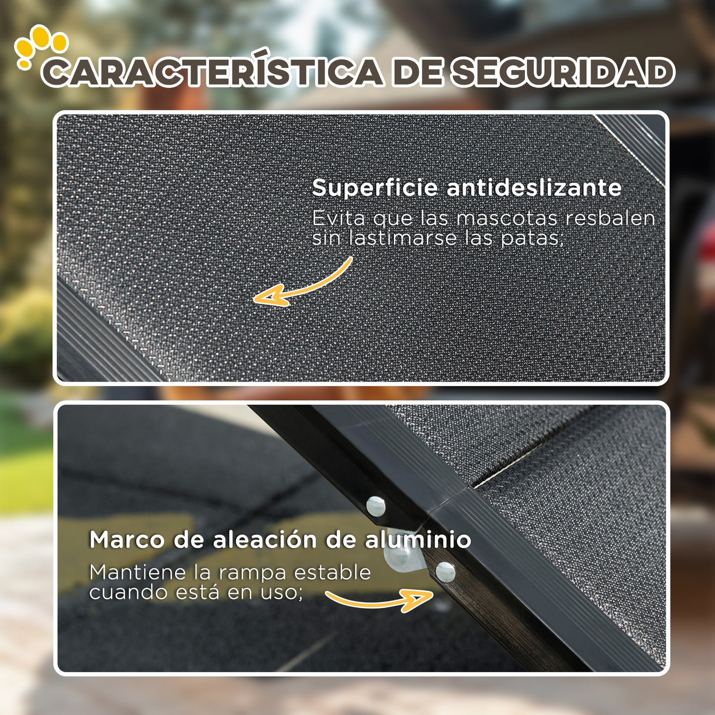 Pawhut Rampa Plegable Para Perros De Aluminio Para Coche 158x43,5x2,5 Cm Negro_4