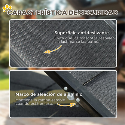 Pawhut Rampa Plegable Para Perros De Aluminio Para Coche 158x43,5x2,5 Cm Negro_4
