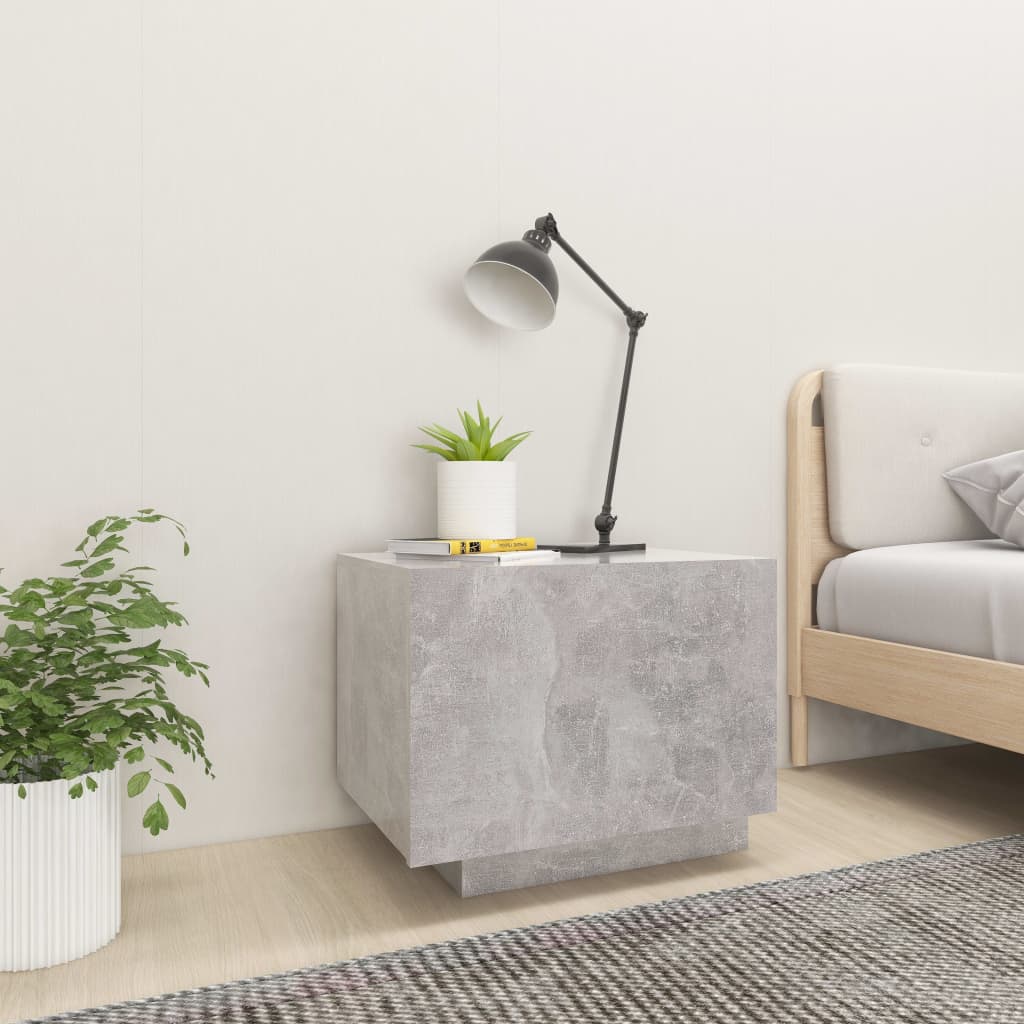 Mesita De Noche Madera De Ingeniería Gris Hormigón 100x35x40 Cm_1