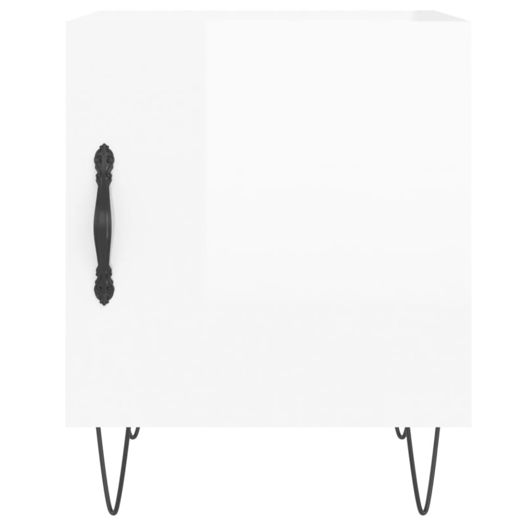 Mesitas Noche 2 Uds Madera Ingeniería Blanco Brillo 40x40x50 Cm_4