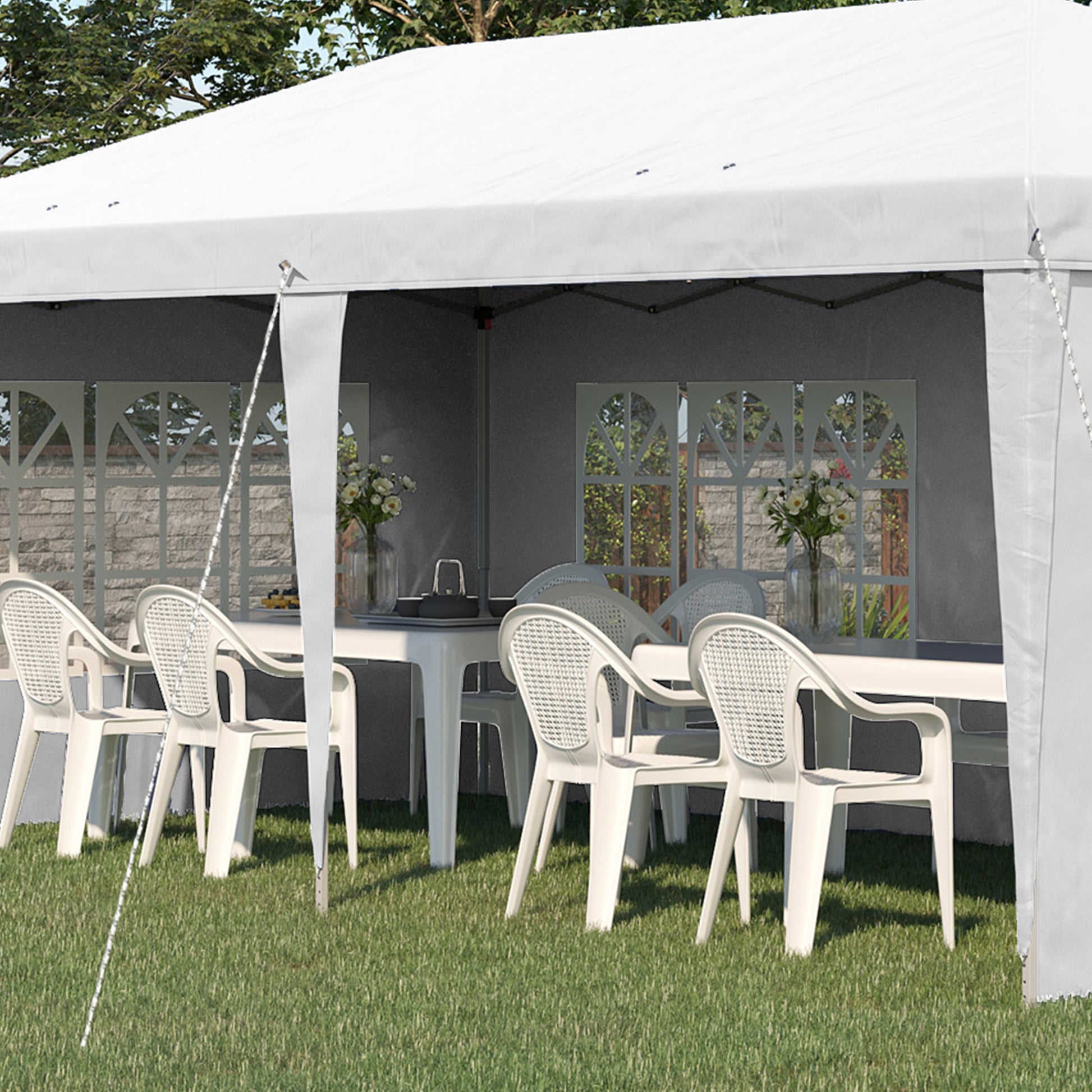 Outsunny Carpa Plegable 6x3 M Con 4 Laterales Desmontables 4 Ventanas_4