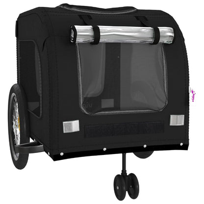 Vidaxl Remolque De Bicicleta Mascotas Hierro Tela Oxford Negro_4