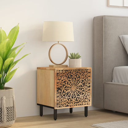 Mesita De Noche De Madera Maciza De Mango 40x33x46 Cm_1
