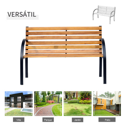 Outsunny Banco De Jardín De 2 Plazas 122x60x83 Cm Con Respaldo Y Apoyabrazos_5