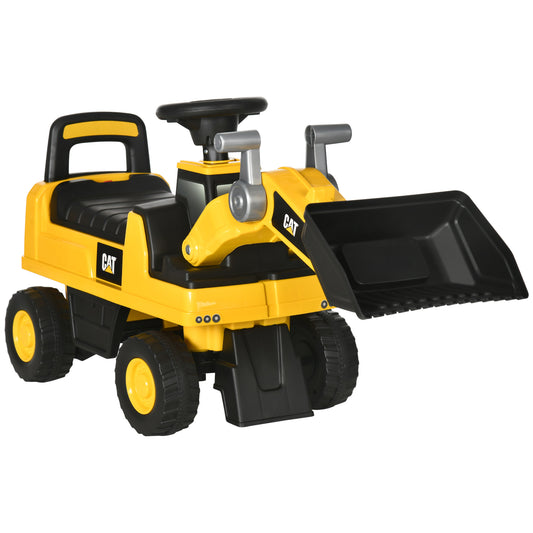 Homcom Tractor Correpasillos Con Licencia Caterpillar 78x29,5x54 Cm Amarillo_0