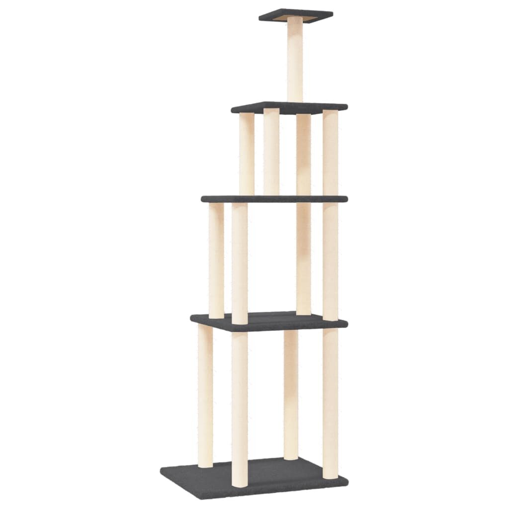 Vidaxl Rascador Para Gatos Con Postes De Sisal Gris Oscuro 183 Cm_0