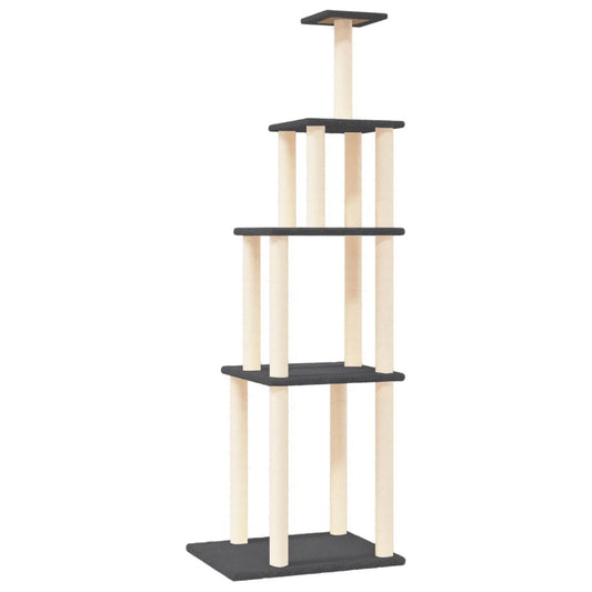 Vidaxl Rascador Para Gatos Con Postes De Sisal Gris Oscuro 183 Cm_0