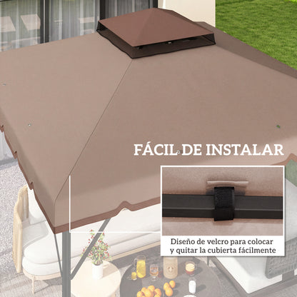 Outsunny Techo De Repuesto Para Cenador 3x3 M Techo Doble Upf 30+ Caqui_5