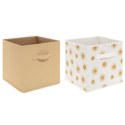 Juego De 2 Cajas De Almacenamiento Para Niños sun Amarillo Ocre_0