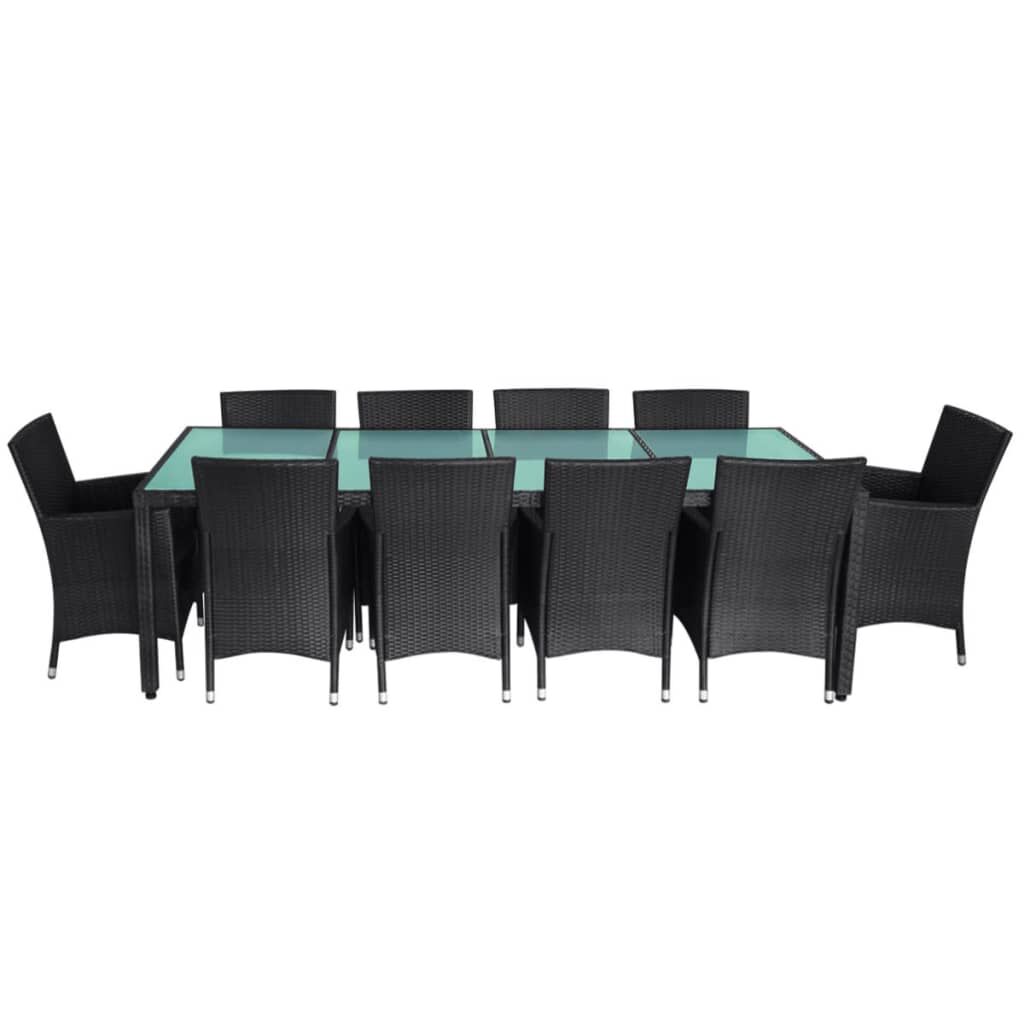 Vidaxl Set Comedor De Jardín 11 Piezas Y Cojines Ratán Sintético Negro_3