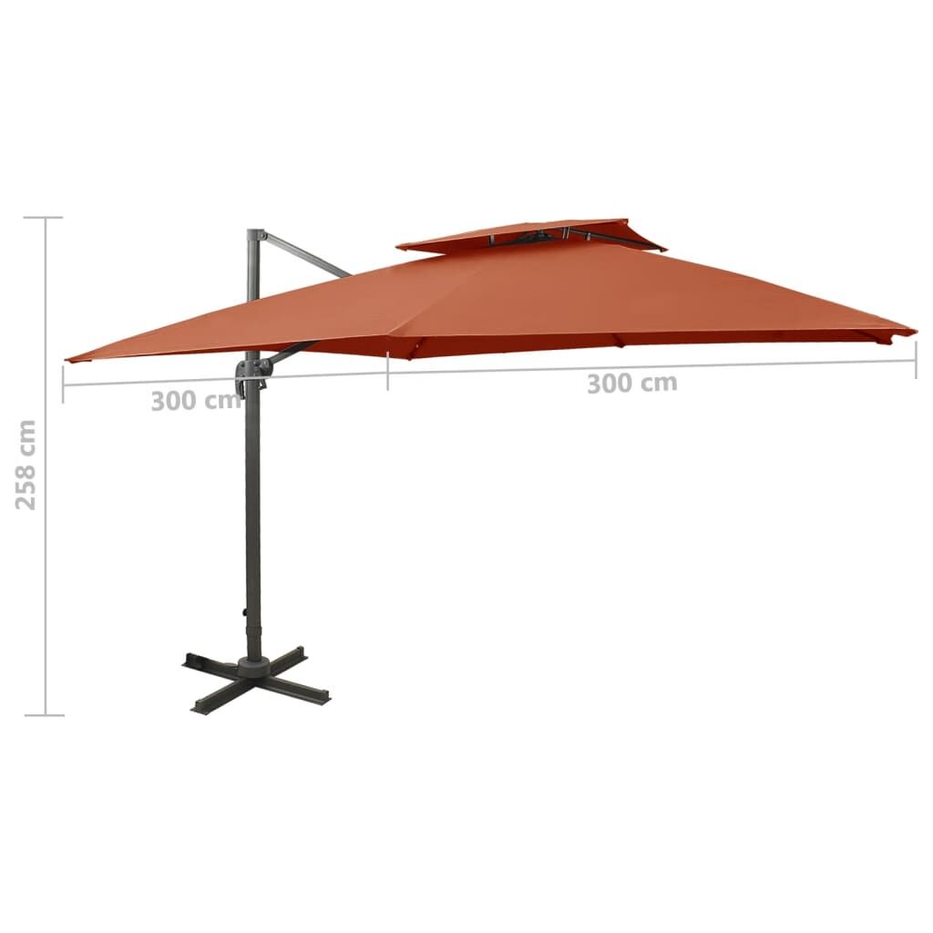Vidaxl Sombrilla Jardín Voladiza Cubierta Doble Terracota 300x300 Cm_2