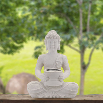 Luz Solar De Buda Polystone Blanco Puro 21x14x28cm_4