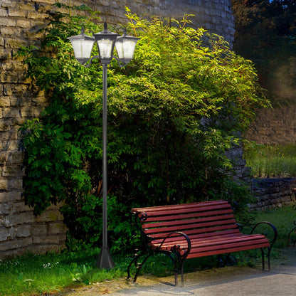 Outsunny Farol Solar De Jardín Con 3 Luces Led Impermeable Ip44 51,5x47x182,5 Cm_1