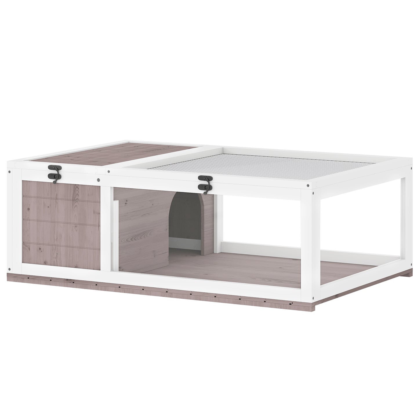 Pawhut Casa Para Tortugas De Madera Con Techo De Malla 91x60,5x32 Cm Marrón_0